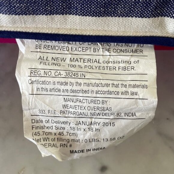 THRESHOLD Pink Embroidered Anchor White Blue Stripe Toss Pillow - Picture 14 of 15